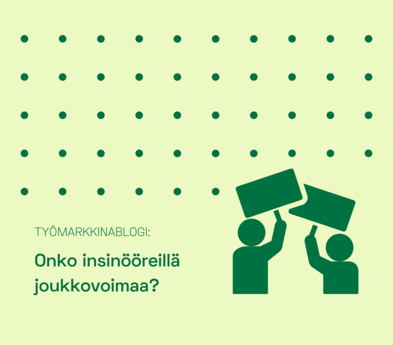 Graafisista elementeistä ja tekstistä koostuva kuva joka kuvaa blogin aihetta "onko insinööreillä joukkovoimaa".