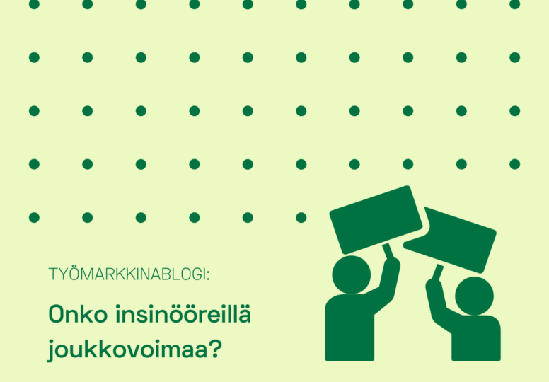 Graafisista elementeistä ja tekstistä koostuva kuva joka kuvaa blogin aihetta "onko insinööreillä joukkovoimaa".